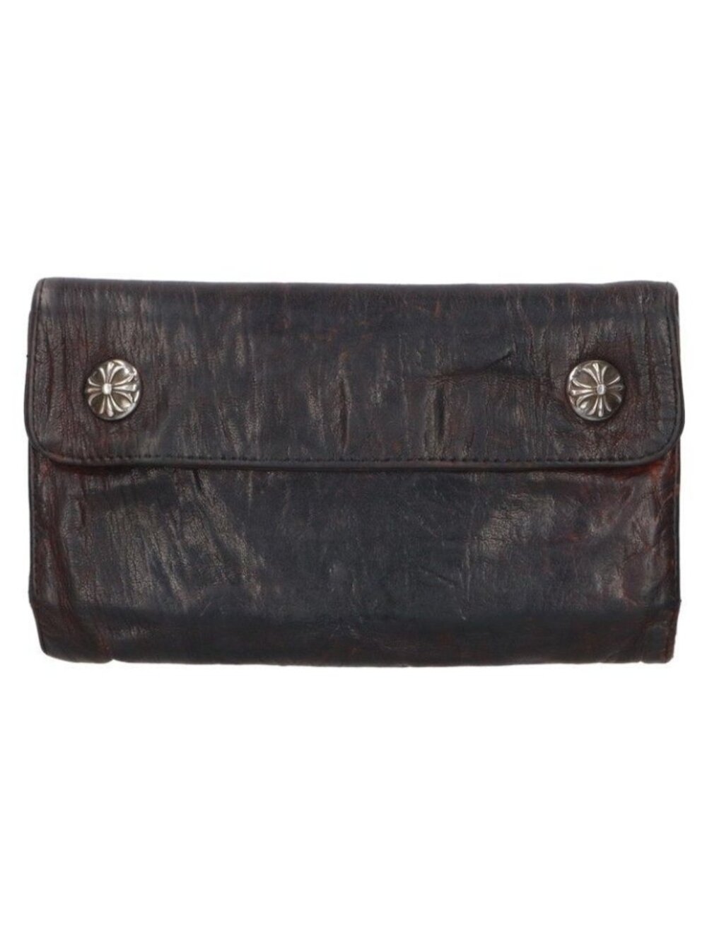 Chrome Hearts Wave Cross Ball Button Leather Wallet